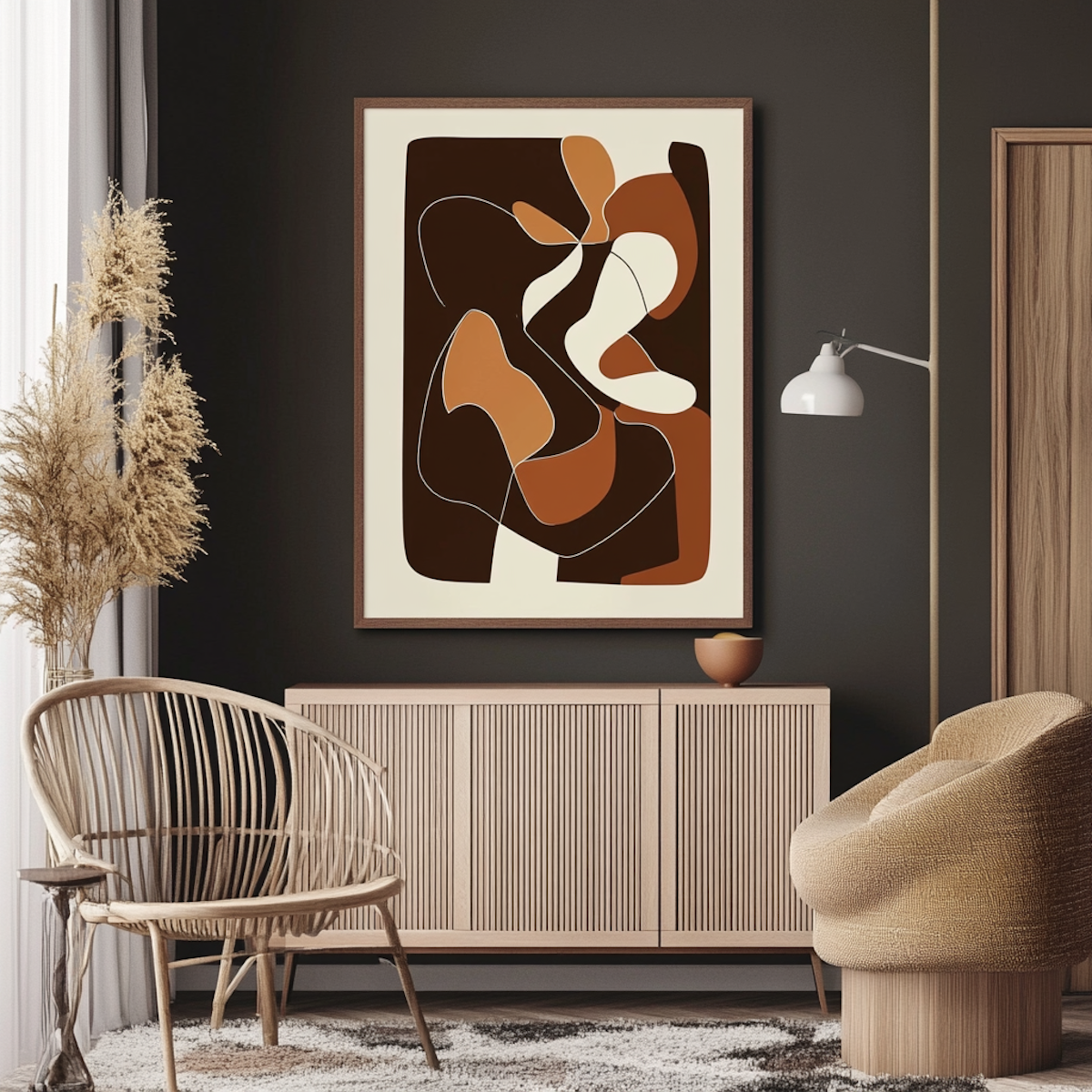 modern interior with abstract painting